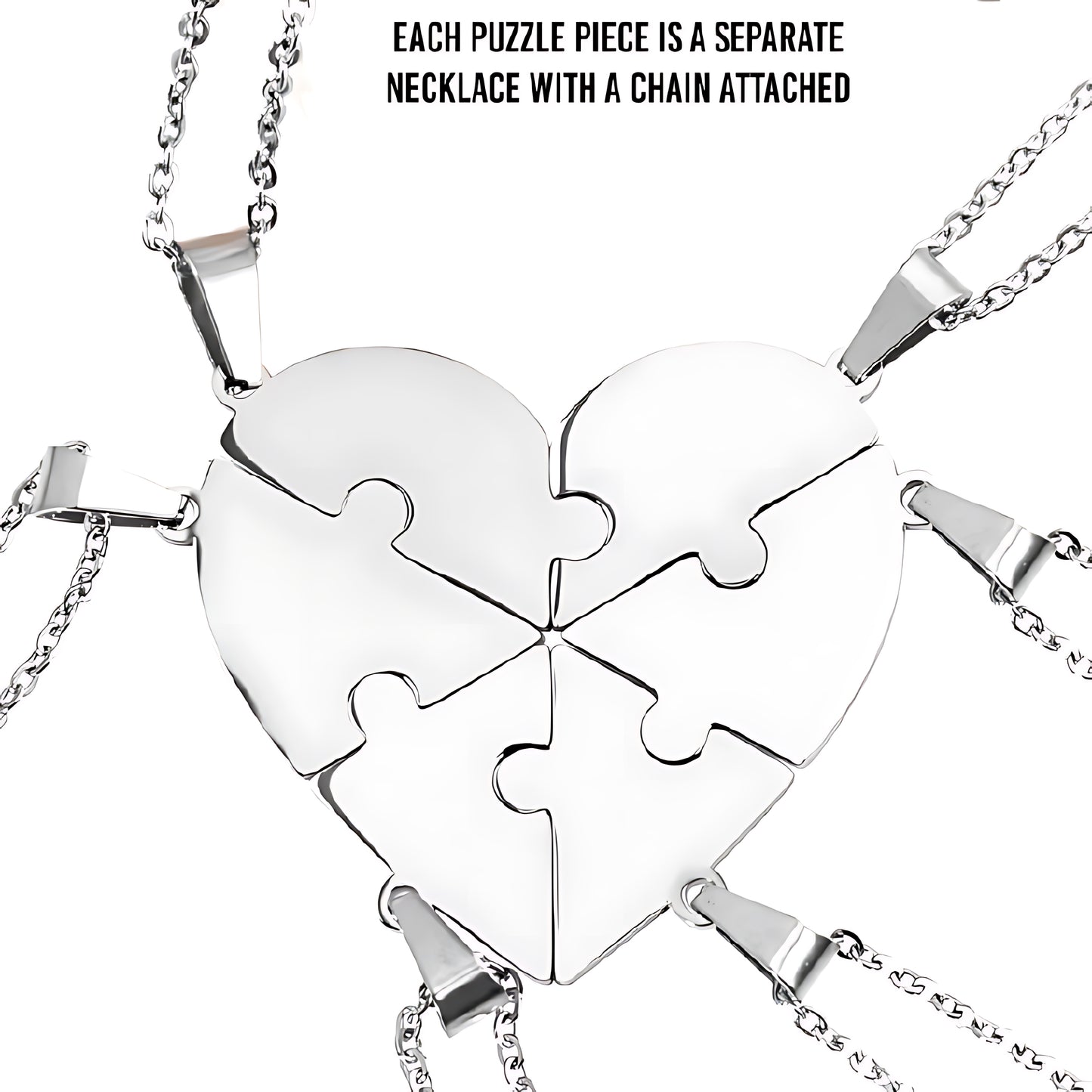 Friendship Puzzle Hearts - Personalized Heart Puzzle Name Necklace - Gift For Friend