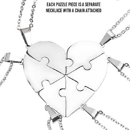 Friendship Puzzle Hearts - Personalized Heart Puzzle Name Necklace - Gift For Friend