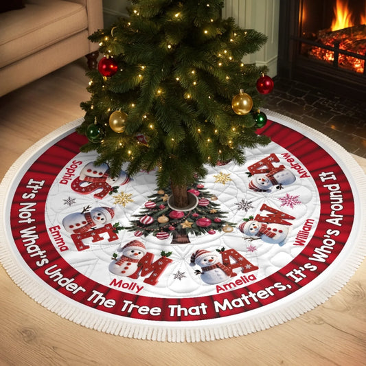 Custom Name Snowman Christmas Gifts for Family - Personalized Tree Skirt