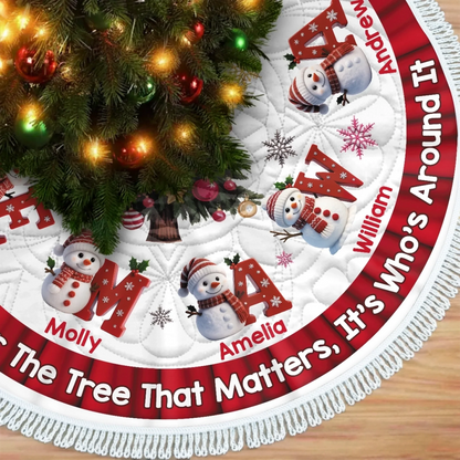 Custom Name Snowman Christmas Gifts for Family - Personalized Tree Skirt