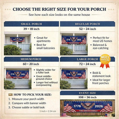 Custom Outdoor Banner - Personalized America 250th Anniversary Gifts For Mom, Dad, Brother, Sister, Kids - Strong As One