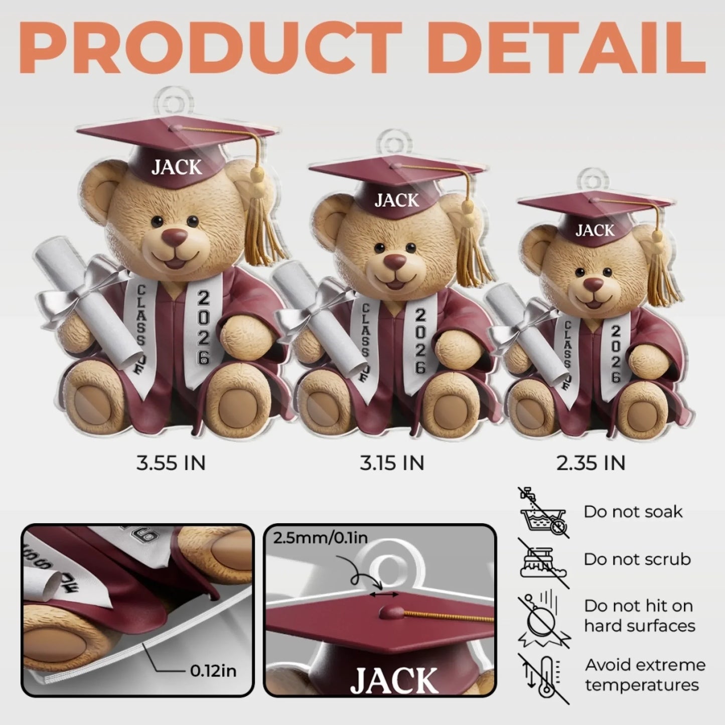 Custom Shaped Acrylic Keychain - Personalized Graduation Gifts For Him, Her - Pawsitively Proud Graduate