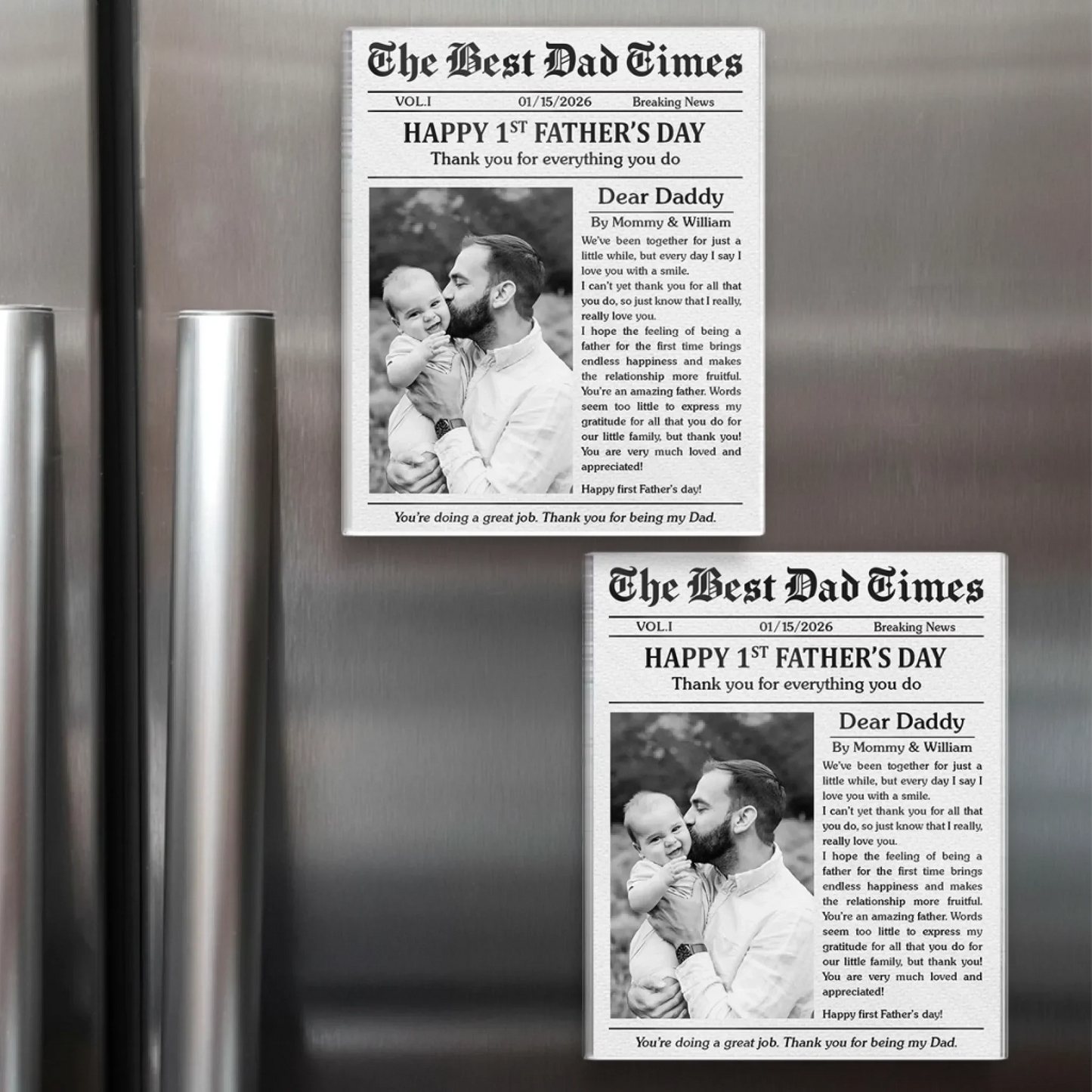 Custom Photo Acrylic Fridge Magnet - Personalized Father's Day Birthday Gifts For New Dad - The Best Dad Times
