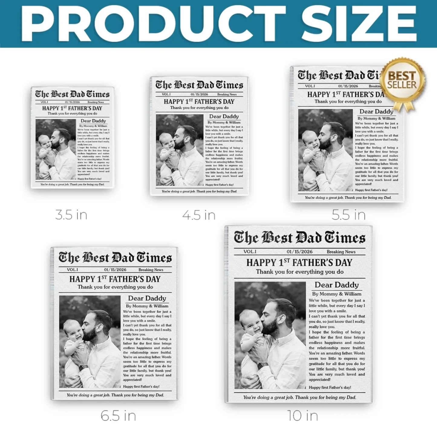 Custom Photo Acrylic Fridge Magnet - Personalized Father's Day Birthday Gifts For New Dad - The Best Dad Times