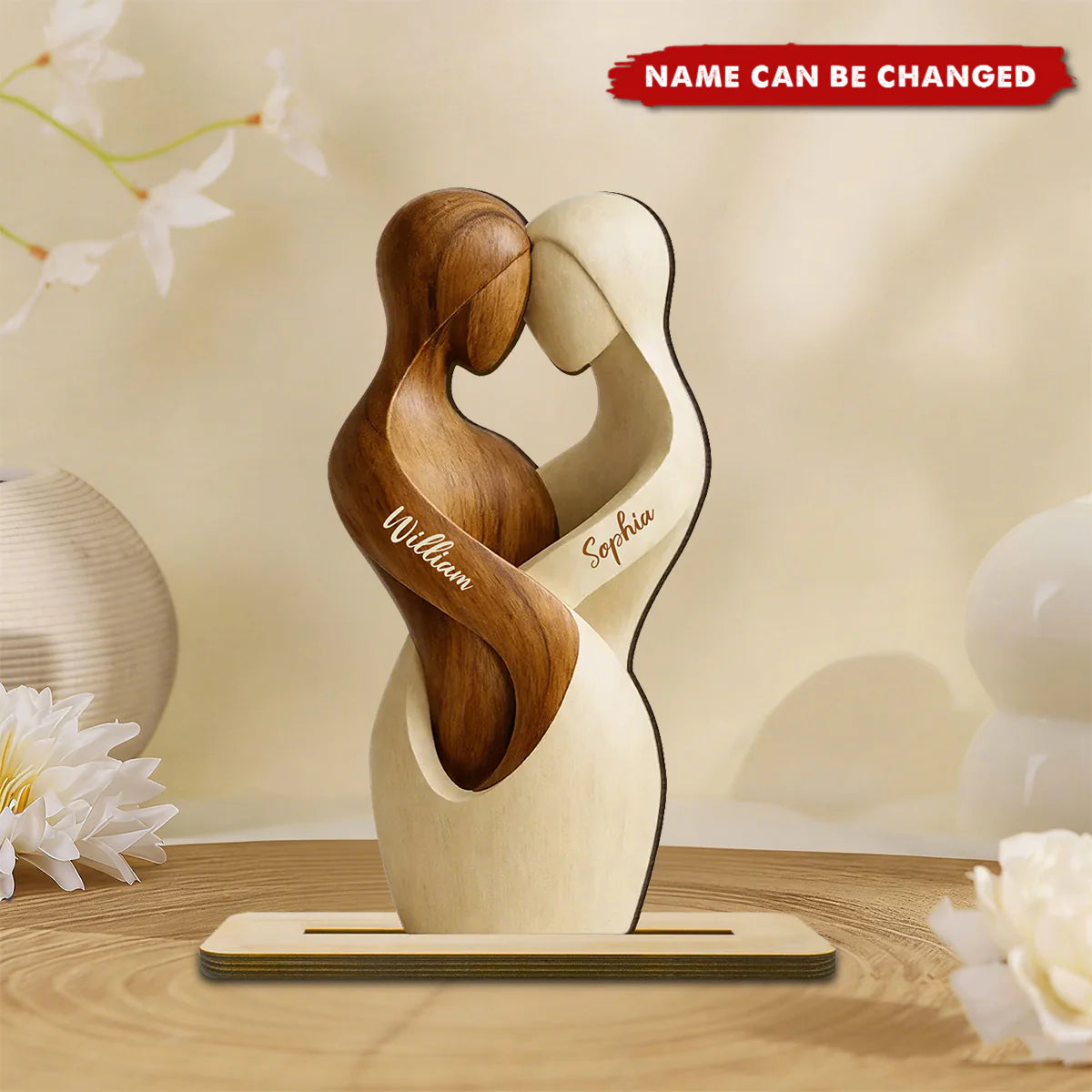Two Become One - Personalized Wooden Plaque For Him, Her