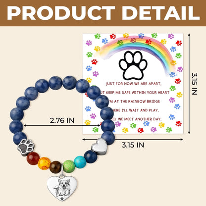 Custom Photo Rainbow Bridge Bracelet - Personalized Pet Memorial Sympathy Gifts For Dogs, Cats - Always In My Heart