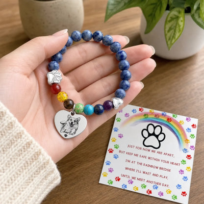 Custom Photo Rainbow Bridge Bracelet - Personalized Pet Memorial Sympathy Gifts For Dogs, Cats - Always In My Heart