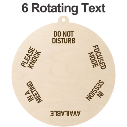 Custom Rotating Wooden Door Sign - Personalized Office Status Spinner,6 Rotating Text, Wooden Work In Progress Sign for Boss Desk Door Decor