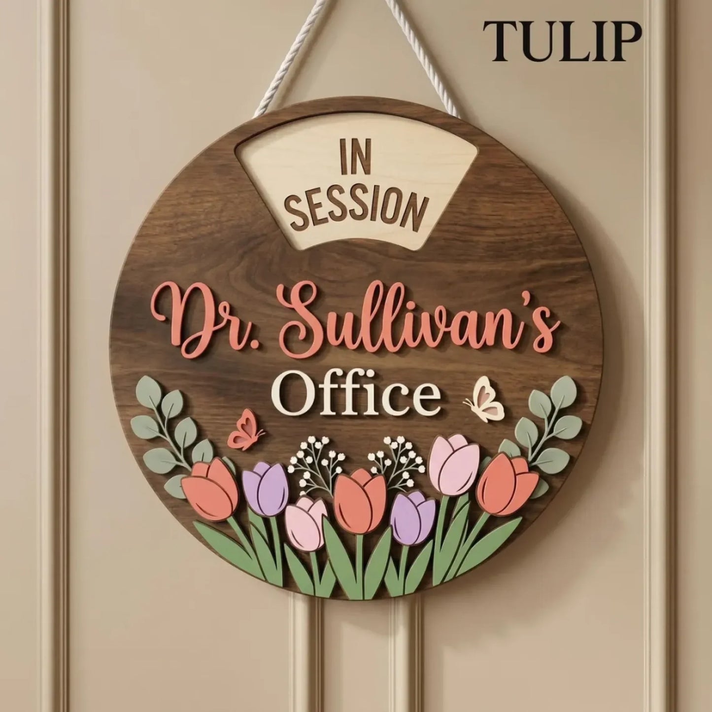 Custom Rotating Wooden Door Sign - Personalized Office Status Spinner,6 Rotating Text, Wooden Work In Progress Sign for Boss Desk Door Decor