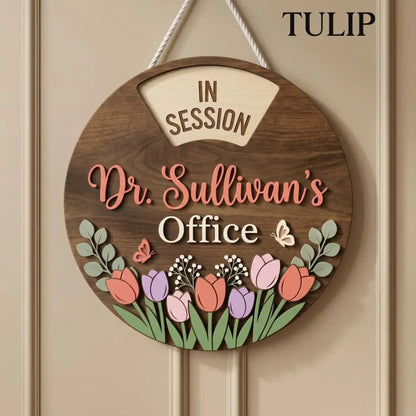 Custom Rotating Wooden Door Sign - Personalized Office Status Spinner,6 Rotating Text, Wooden Work In Progress Sign for Boss Desk Door Decor