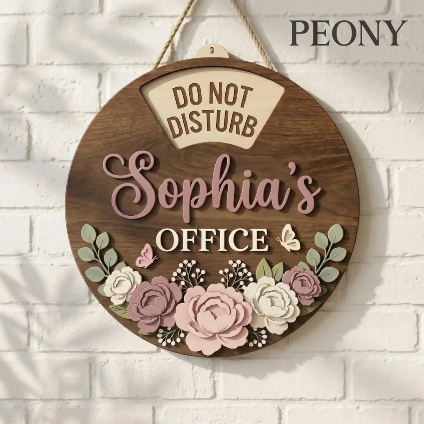 Custom Rotating Wooden Door Sign - Personalized Office Status Spinner,6 Rotating Text, Wooden Work In Progress Sign for Boss Desk Door Decor