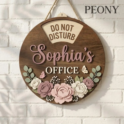 Custom Rotating Wooden Door Sign - Personalized Office Status Spinner,6 Rotating Text, Wooden Work In Progress Sign for Boss Desk Door Decor