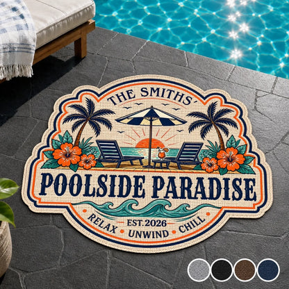 Custom Poolside Shaped Doormat - Personalized Summer Vacation And Travel Gifts