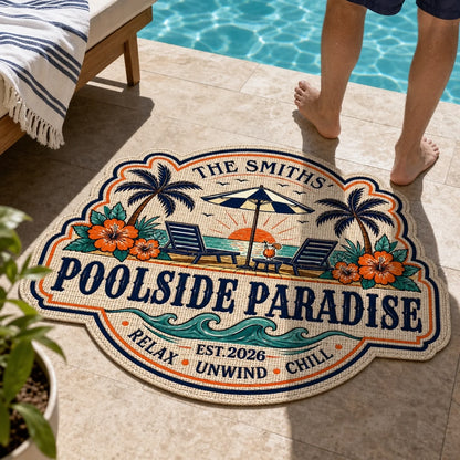 Custom Poolside Shaped Doormat - Personalized Summer Vacation And Travel Gifts
