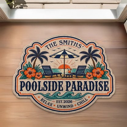 Custom Poolside Shaped Doormat - Personalized Summer Vacation And Travel Gifts