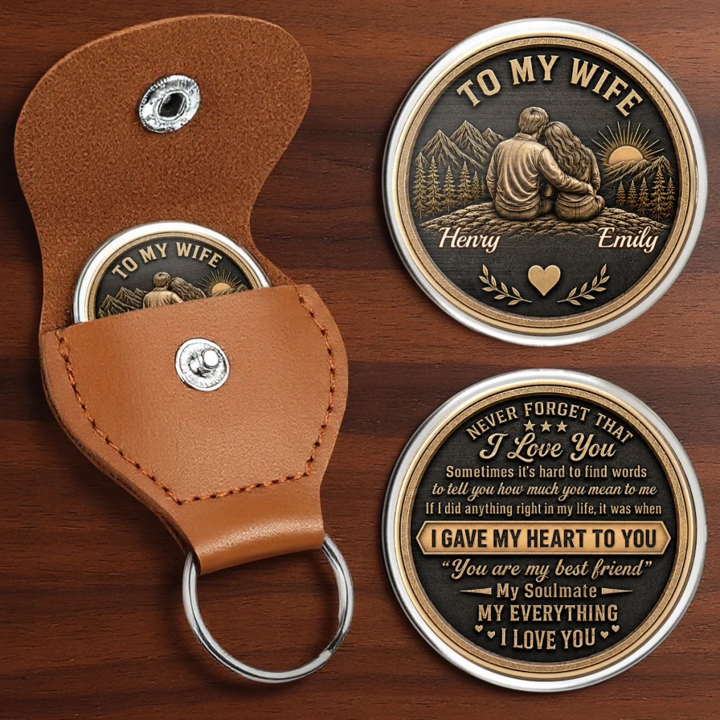 Custom Pocket Hug - Personalized Anniversary Wedding Gifts For Husband And Wife, Him And Her - Love Token Lasts Forever
