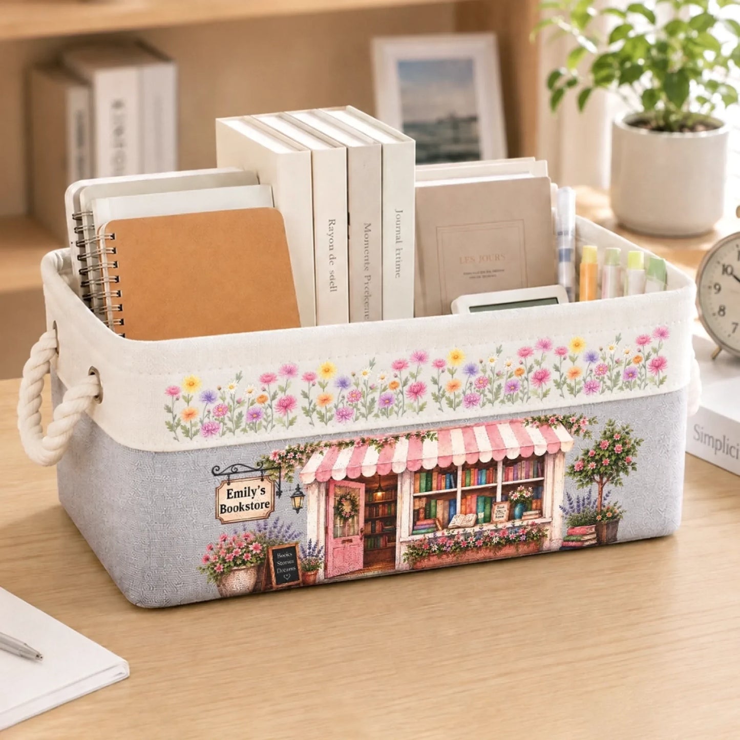 Custom Storage Basket - Personalized Bookish Gifts For Book Lovers, Bookworms, Readers - The Little Corner Bookshop