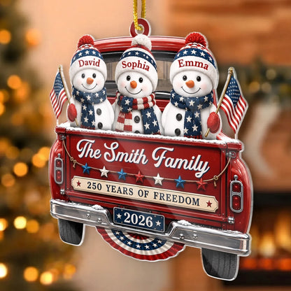 Personalized America 250th Anniversary Christmas Acrylic Ornament - Driven By Love United By Freedom