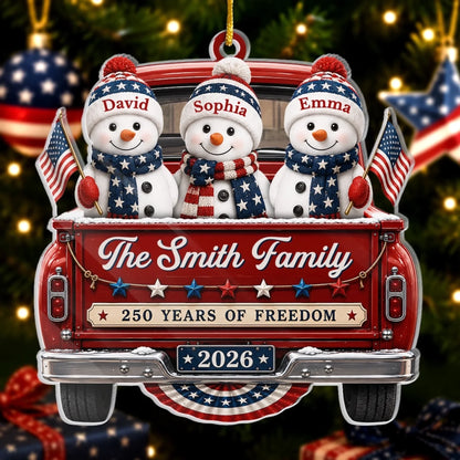 Personalized America 250th Anniversary Christmas Acrylic Ornament - Driven By Love United By Freedom