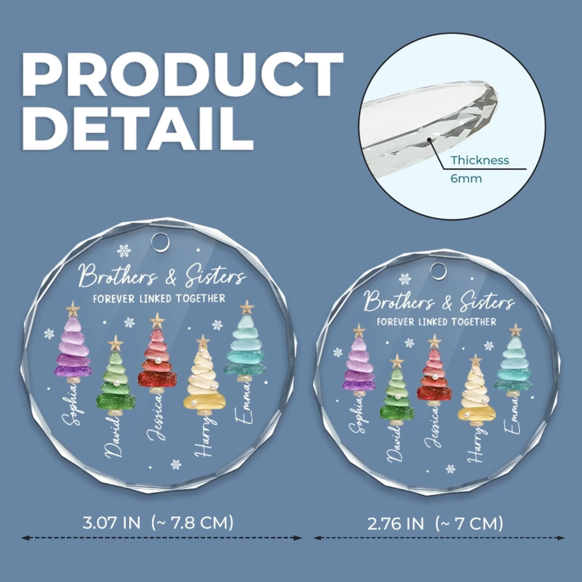 Custom Circle Glass Ornament - Personalized Christmas Birthday Gifts For Mom, Dad, Brother, Sister - Holiday Fun Starts Here