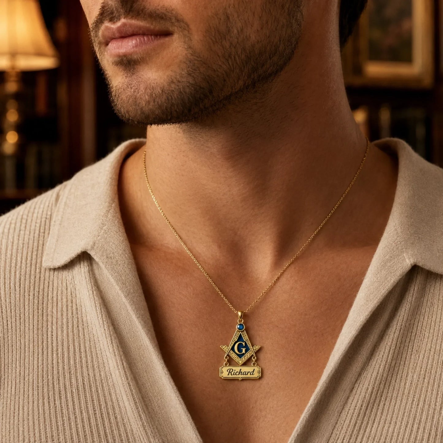 Custom Masonic Birthstone Necklace - Personalized Freemason Gifts For Men - Brotherhood Beyond A Lifetime