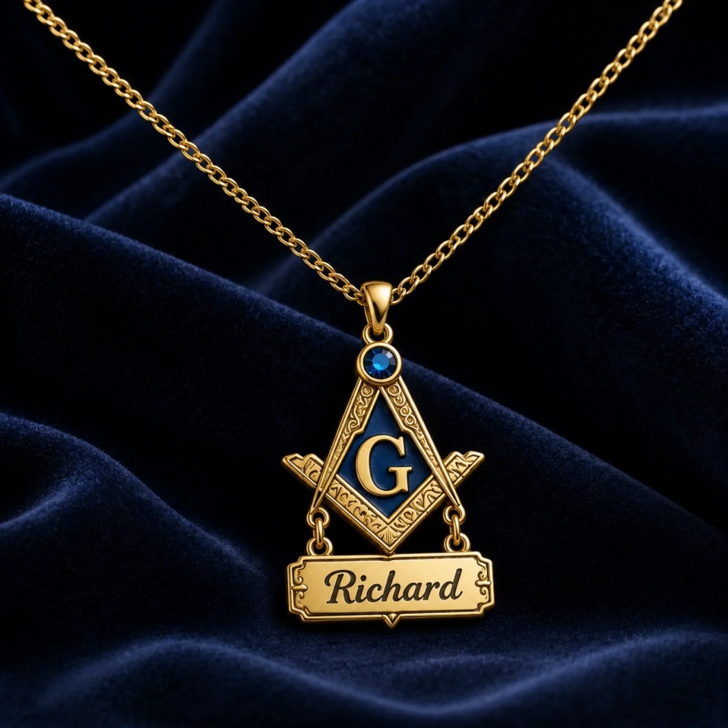 Custom Masonic Birthstone Necklace - Personalized Freemason Gifts For Men - Brotherhood Beyond A Lifetime