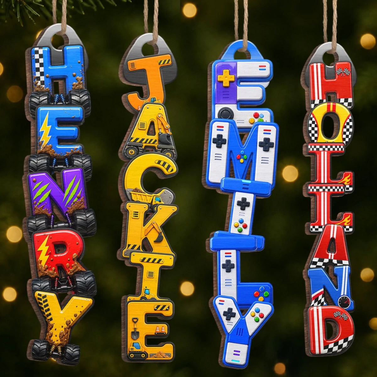 Custom Letter Wooden Ornament - Personalized Christmas Birthday Gifts For Mom, Dad, Brother, Sister, Kids, Sports Fans, Sports Lovers - Level Up Your Daily Fun