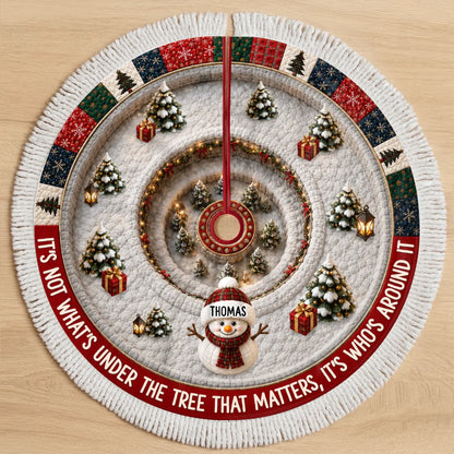 Custom Snowman Tree Skirt - Personalized Christmas Birthday Gifts For Mom, Dad, Brother, Sister - Warmest Wishes To Our Home