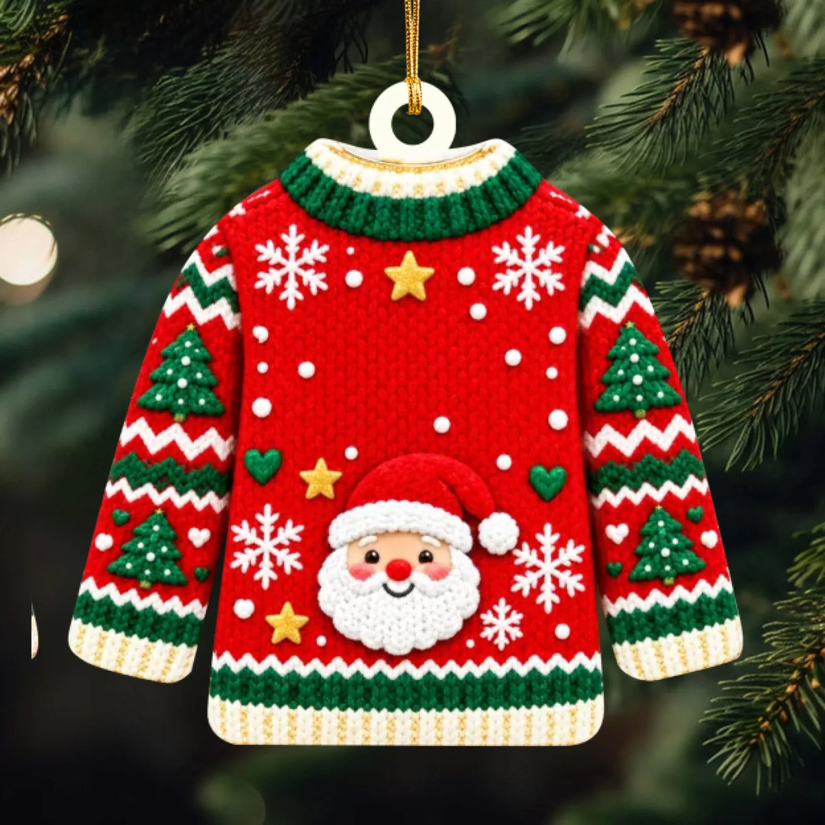 Christmas Sweater - Personalized Custom Shape Mica Ornament - Christmas Gift For Family, Friends