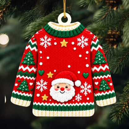 Christmas Sweater - Personalized Custom Shape Mica Ornament - Christmas Gift For Family, Friends