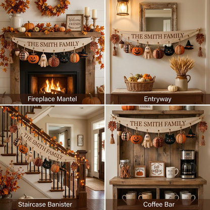 Custom Family Name Cozy Fall Fabric Garland
