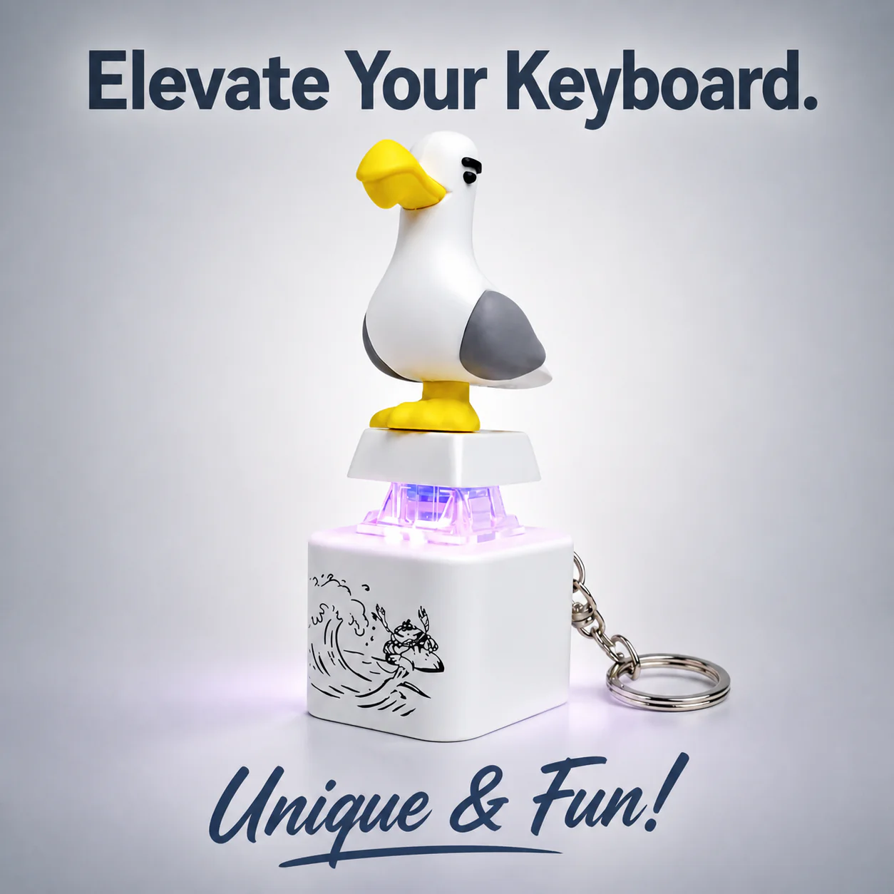 Button Keychain-Real Sound & LED Light, Funny Interactive Gift for Friends & Family