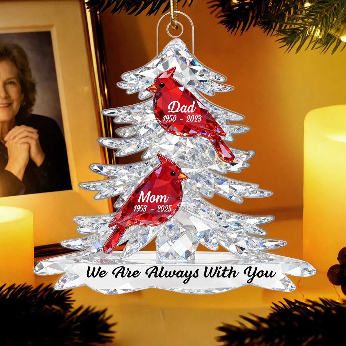Cardinals Memorial - Personalized Acrylic Ornament - Remembrance Gift, Sympathy Gift For Whole Family, Extended Family