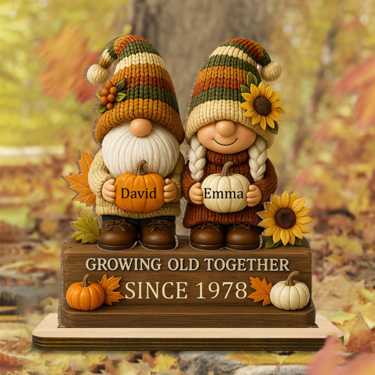Personalized "Growing Old Together" Gnome Ornament, Gift For Couples And Grandparents