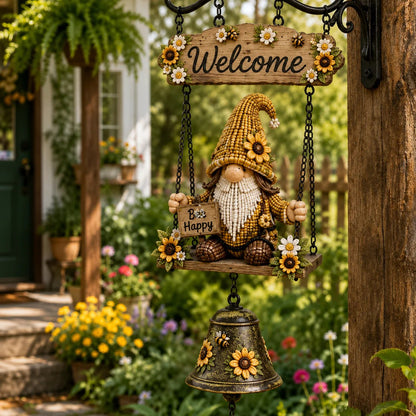 🔥50% OFF TODAY ONLY – Rustic Garden Gnome Bell Outdoor Decor 🐞🌼