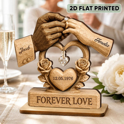 Couple Wedding Keepsake, Anniversary Gift - Personalized 2-Layered Wooden Plaque - Heartfelt Gift for Him, for Her