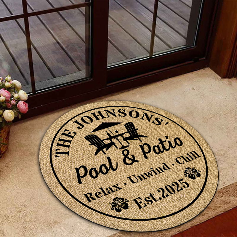 Welcome To Our Backyard Oasis - Personalized Custom Doormat