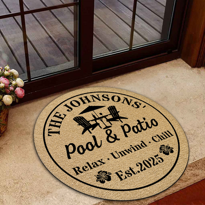 Welcome To Our Backyard Oasis - Personalized Custom Doormat