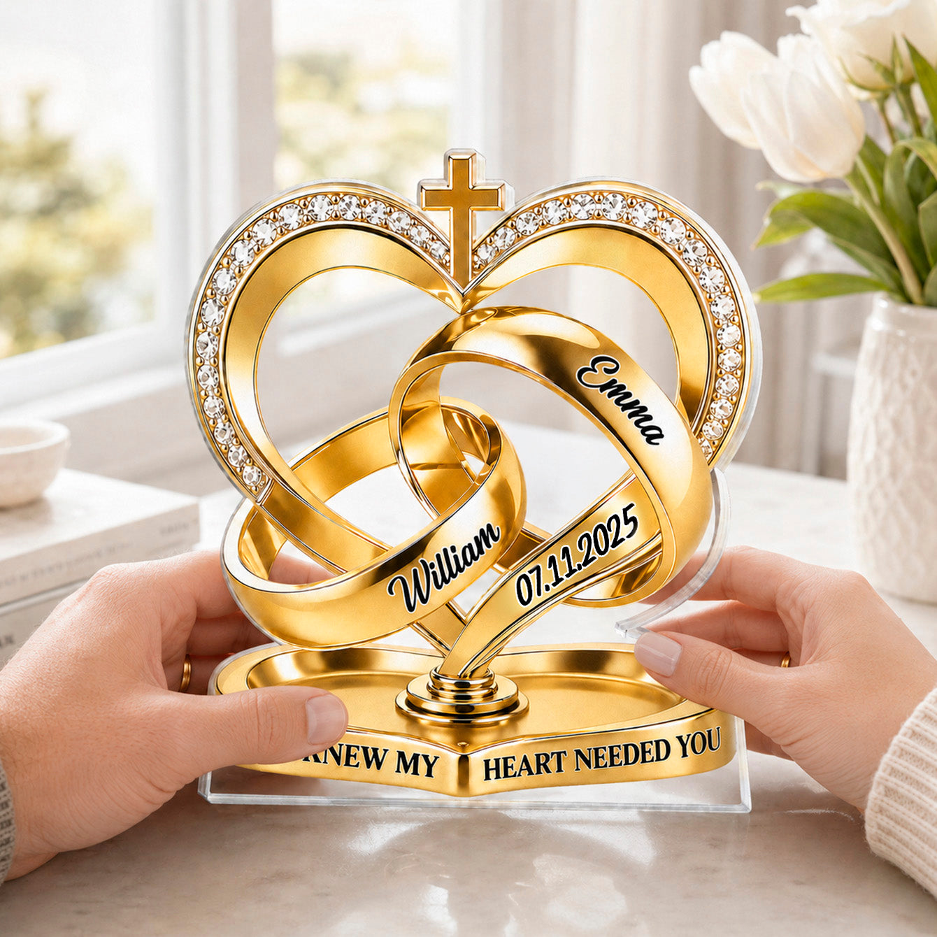 God Knew My Heart Needed You - Personalized Custom Shape Acrylic Plaque - Romantic Gift For Couple, Husband Wife