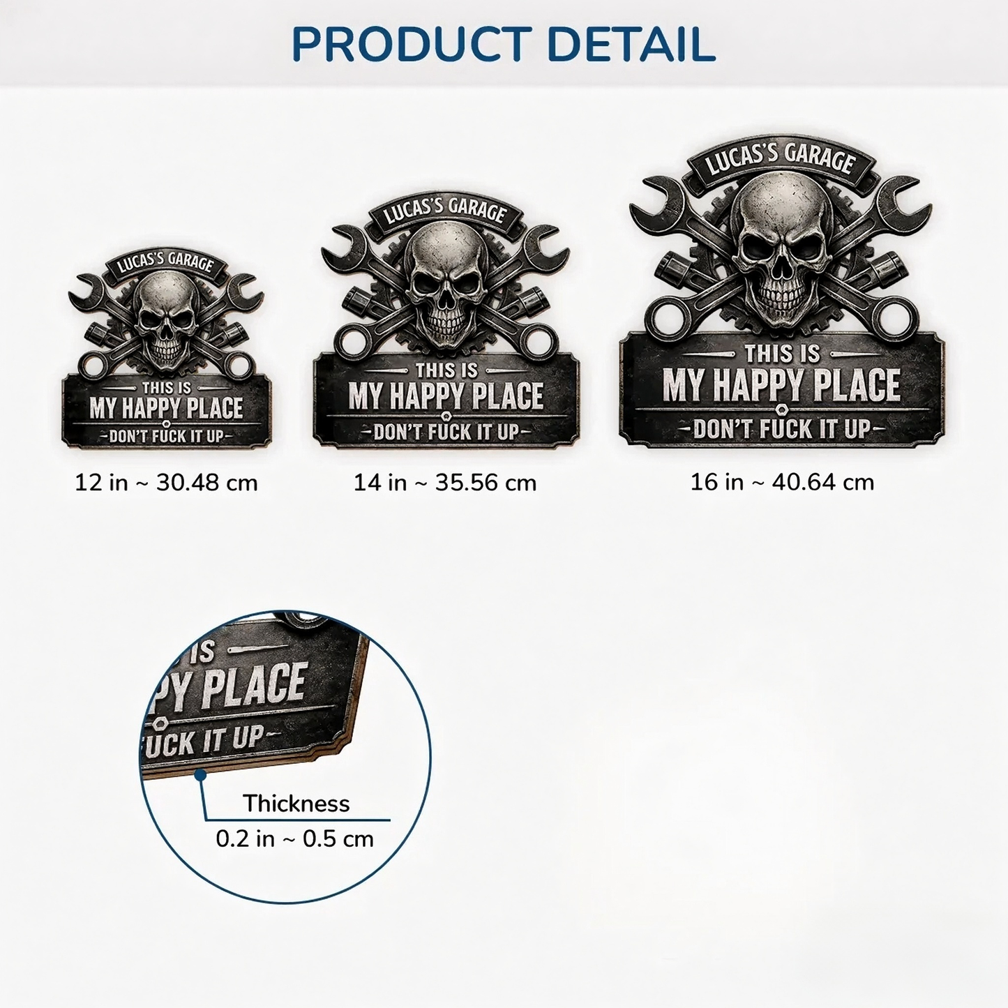 This Is My Happy Place Skull Garage Wood Sign - Personalized Gifts for Him