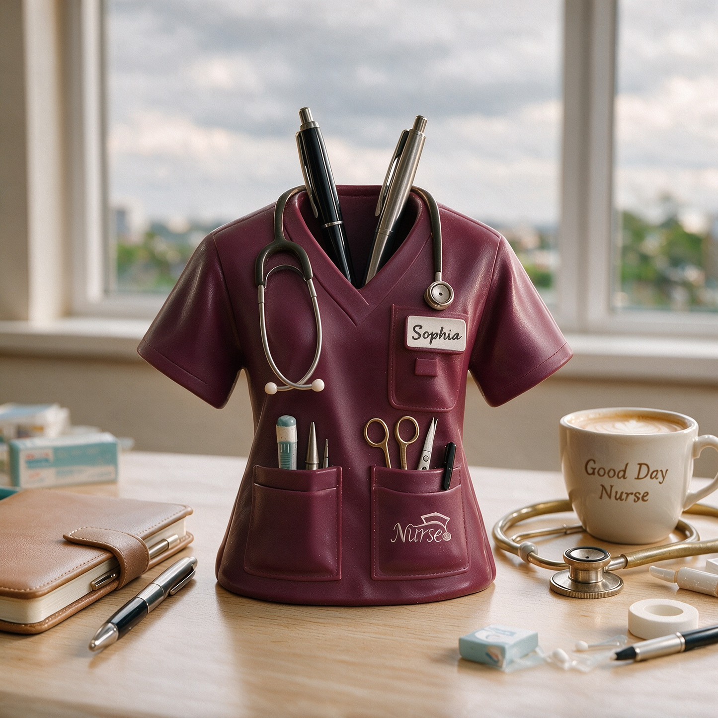 Nurse Uniform Pen Stand with Name Customization