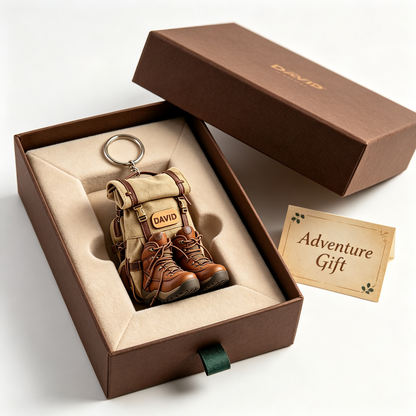 Personalized Hiking Keychain, Hiking Lovers Christmas Ornament