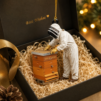 Personalized Beekeeper Ornament, Custom Honey Bee Keeper Acrylic Ornament with Name, Gift for Beekeepers and Bee Lovers