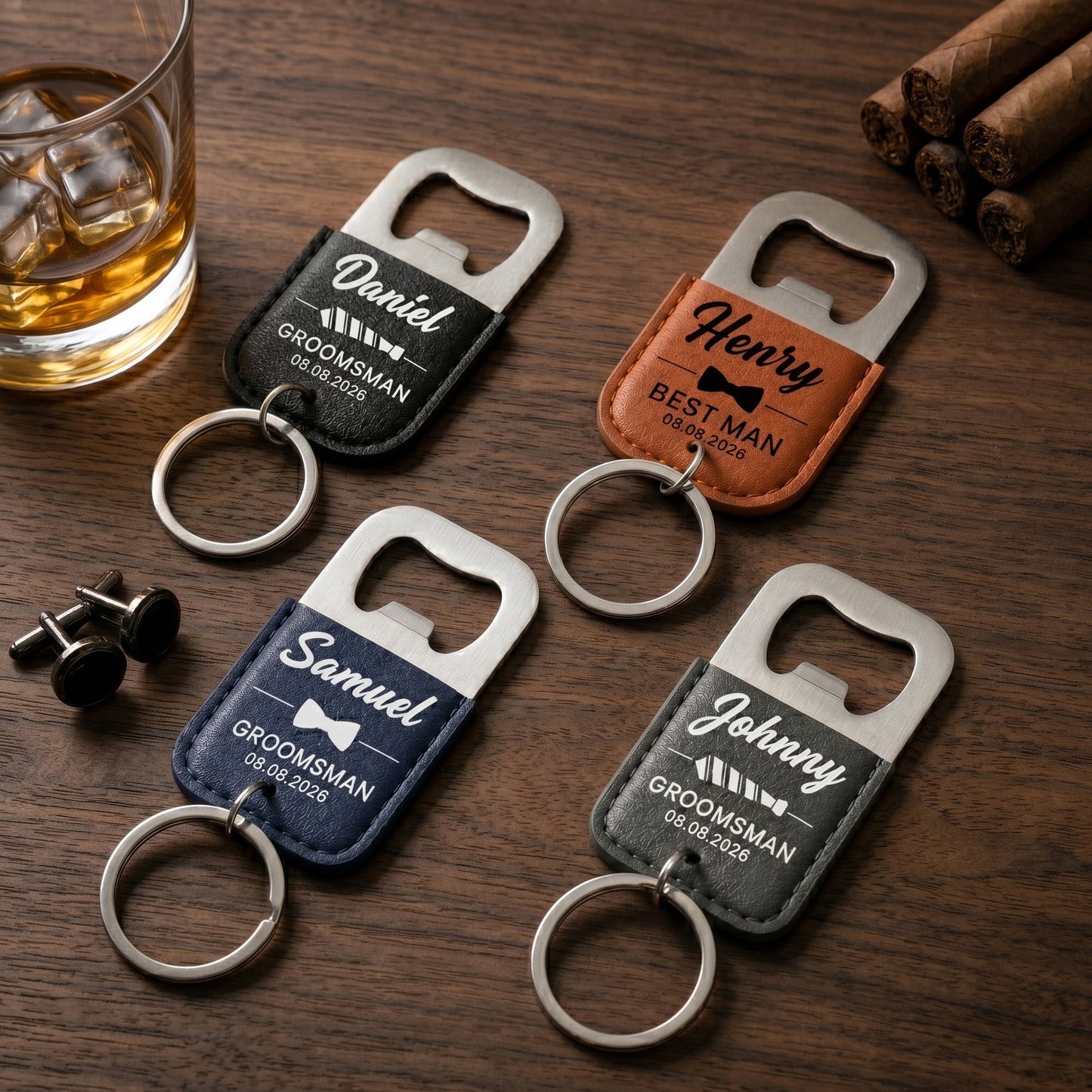 Beer Bottle Opener Wedding Gift For Groomsman, Best Man - Personalized Keychain