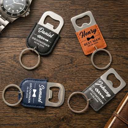 Beer Bottle Opener Wedding Gift For Groomsman, Best Man - Personalized Keychain