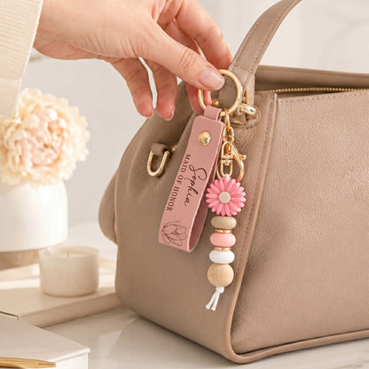 Bridesmaid Gift Custom Name & Birth Flower Wedding Gifts For Bridesmaid, BFF - Personalized Keychain