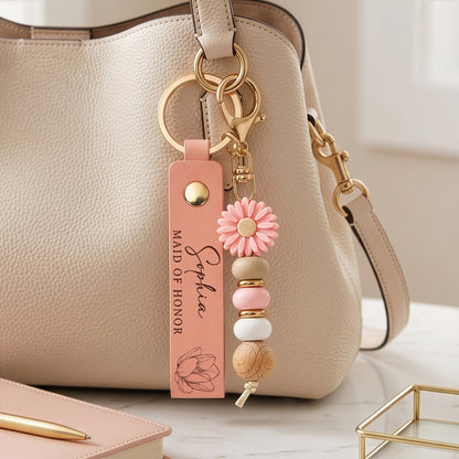 Bridesmaid Gift Custom Name & Birth Flower Wedding Gifts For Bridesmaid, BFF - Personalized Keychain