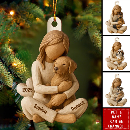 Girl & Her Dog - Personalized Ornament - Gift For Dog Lover