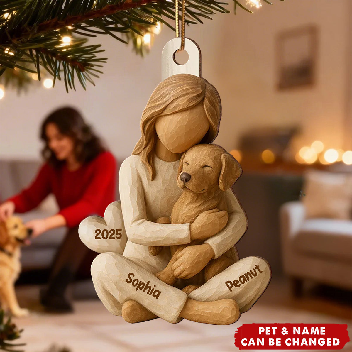 Girl & Her Dog - Personalized Ornament - Gift For Dog Lover