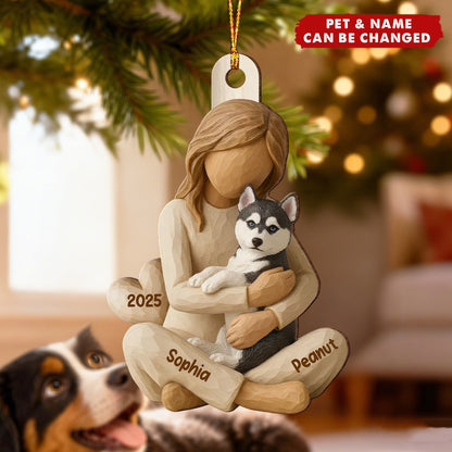 Girl & Her Dog - Personalized Ornament - Gift For Dog Lover